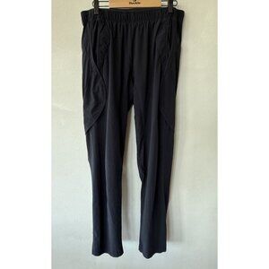 Paskho Pants Mens Large L Black Casual Flight Travel Comfort Stretch Pull On